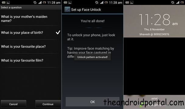 How to activate Face Unlock option on Android device