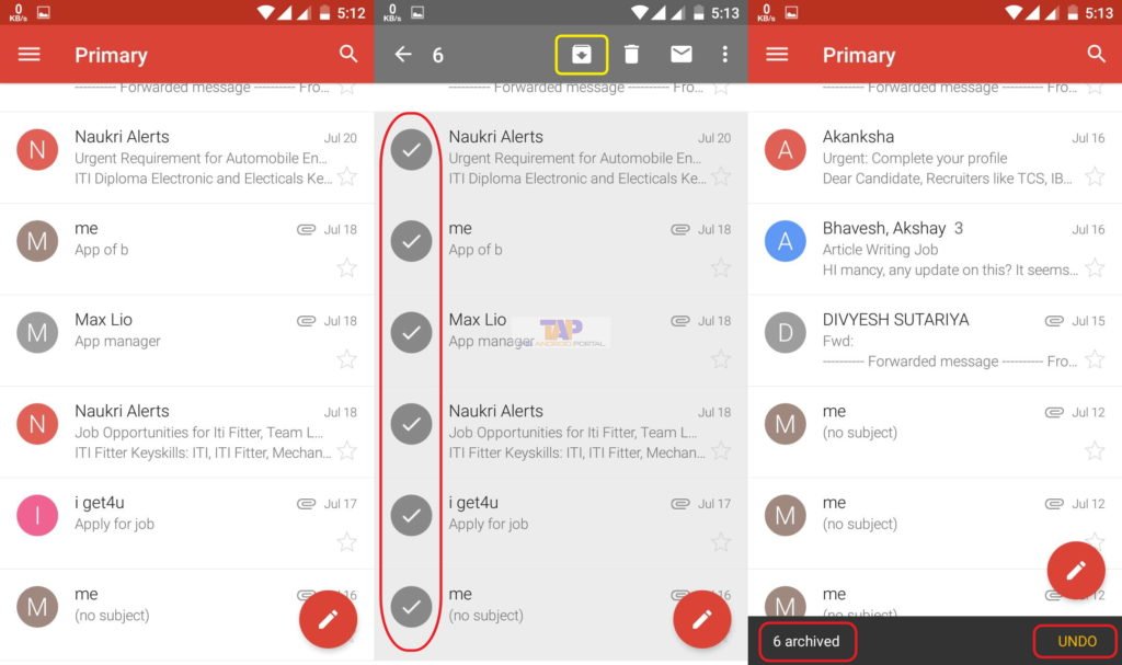 how to open archive in gmail on android