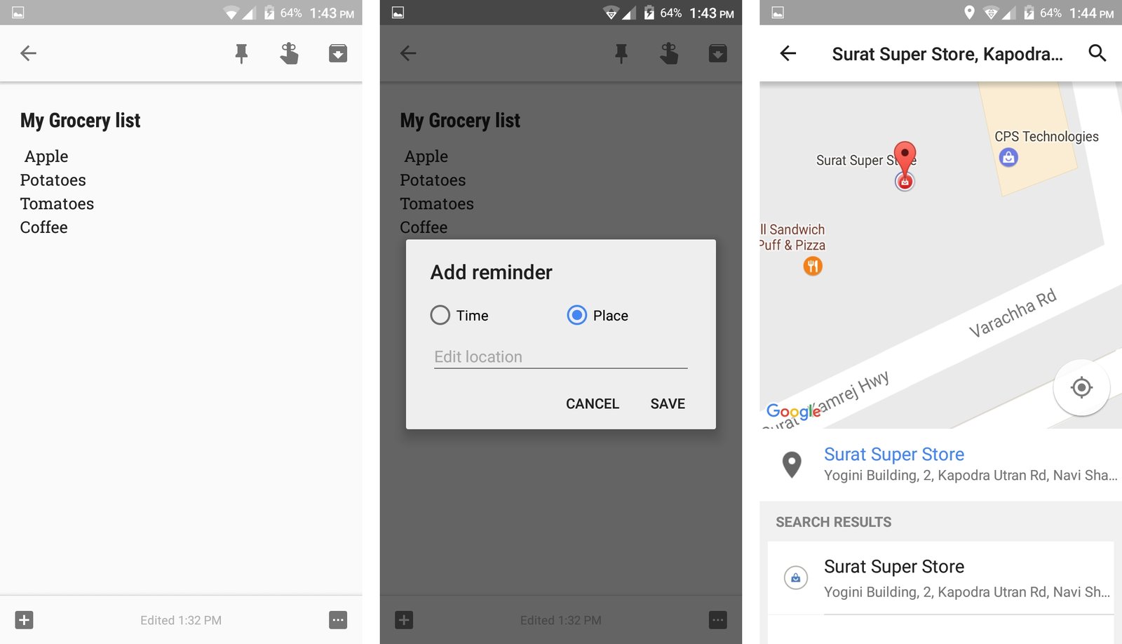 Adding location in Google Keep Notes