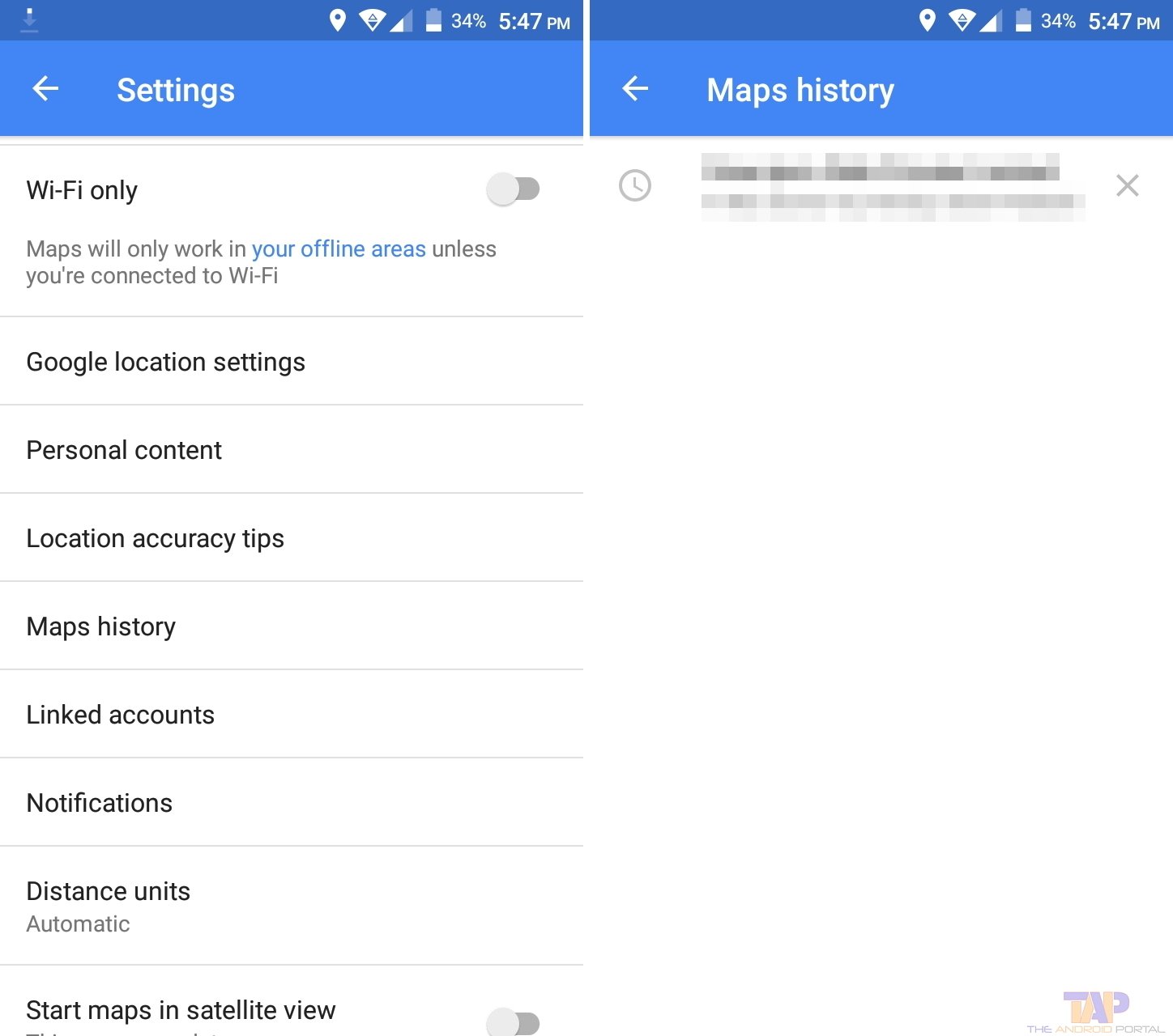 clear google maps history on android