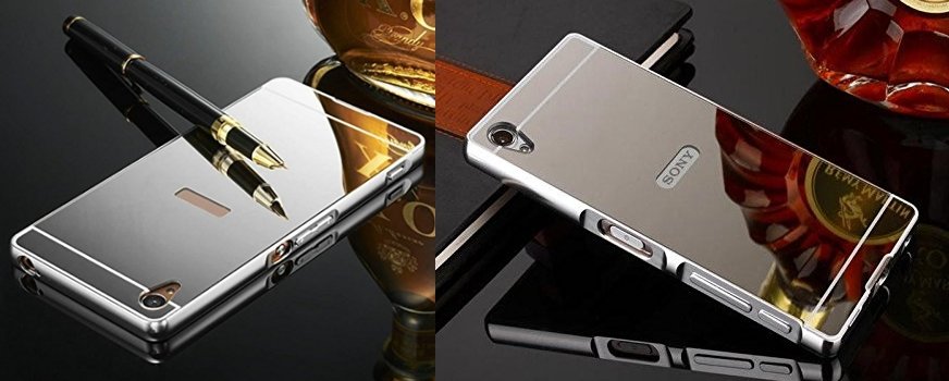 AEMA Luxury Metal Bumper Acrylic Mirror Back Cover