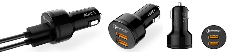 Aukey Quick Car Charger with Dual USB Ports