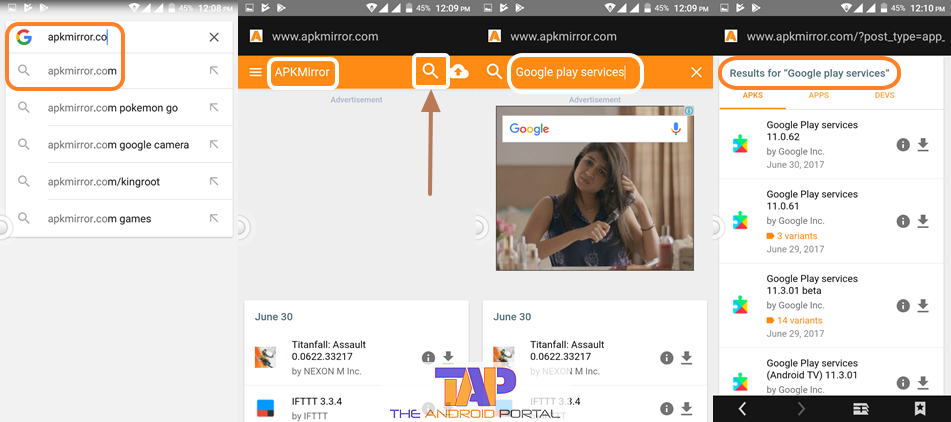 Download the latest Google Play Services with .apk file