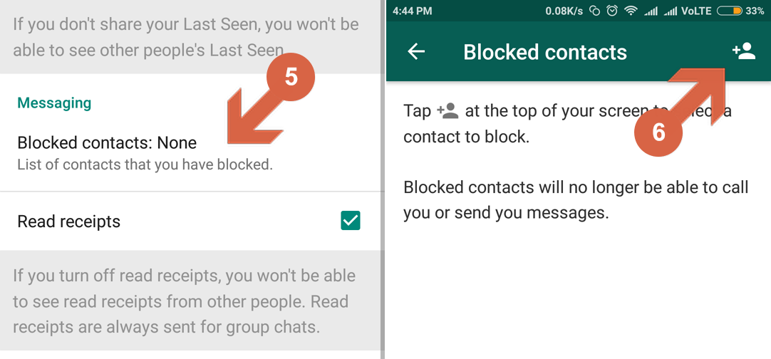 how to block a contact on whatsapp