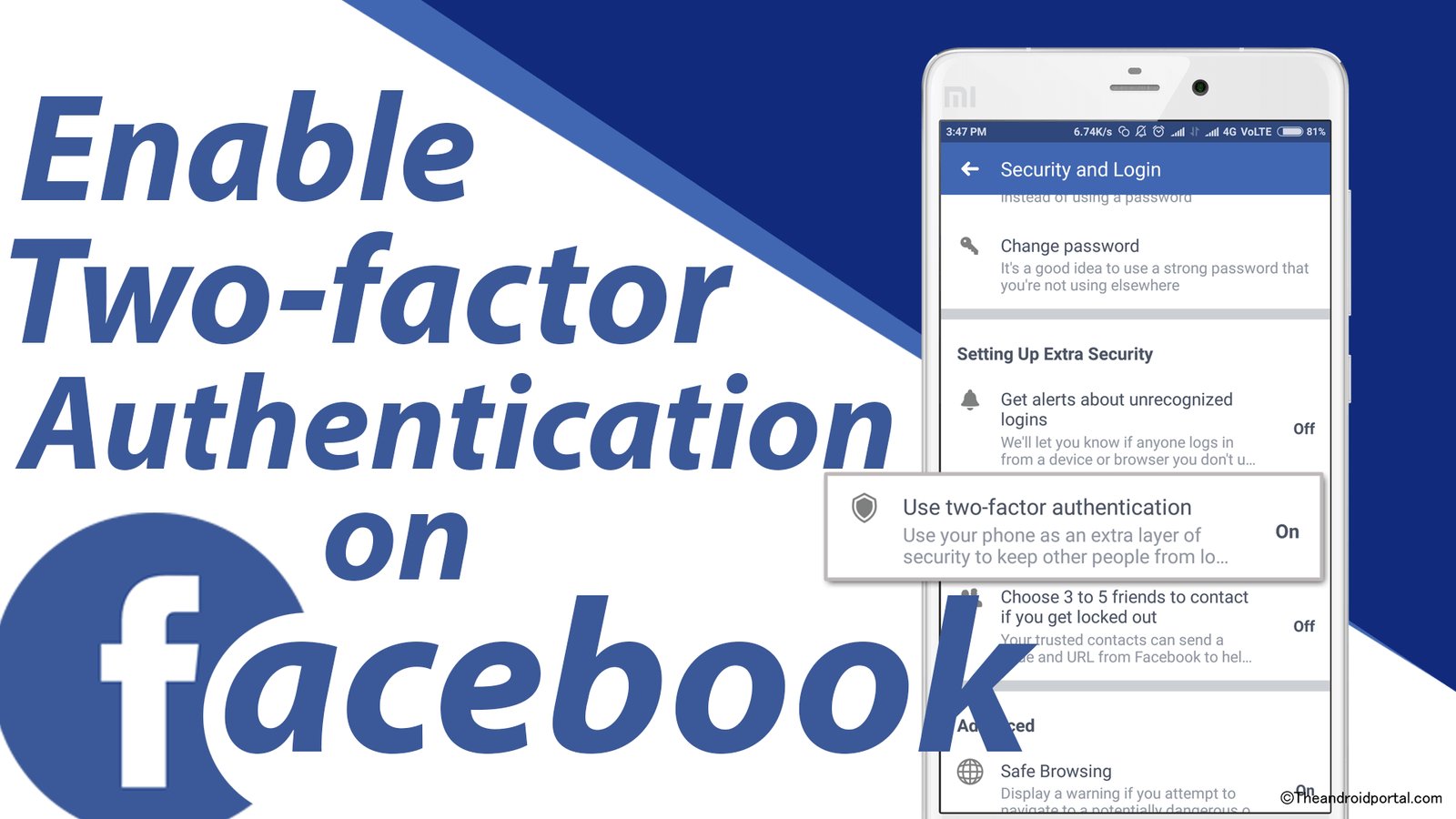 how to enable two factor authentication on facebook on Android - theandroidportal.com
