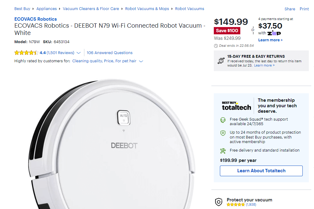 Deal on robot vaccums cleaner